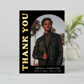 ブラックアーチフォイル卒業サンキューカード 箔招待状 (立ち正面)