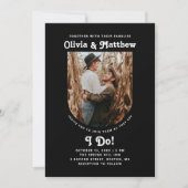 ブラックアーチフォトシンプルーのレトロ結婚groovy 招待状 (正面)