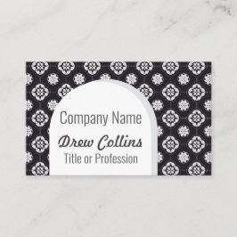 ブラックアーチ上の対称な白い花模様 名刺