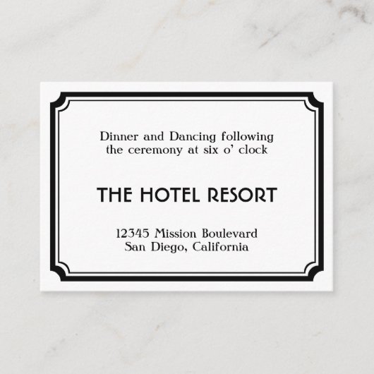 ブラックアートデコのレトロウェディングレセプションエンクロージャ エンクロージャーカード (正面)