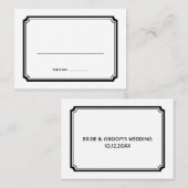 ブラックアートデコ結婚レトロの客席カード プレイスカード (正面/裏面)