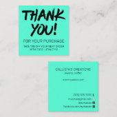 ブラックアートネオンミントカスタマー割引あり スクエア名刺 (正面/裏面)