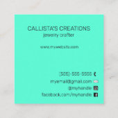 ブラックアートネオンミントカスタマー割引あり スクエア名刺 (裏面)