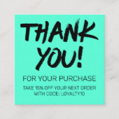 ブラックアートネオンミントカスタマー割引あり スクエア名刺 (正面)