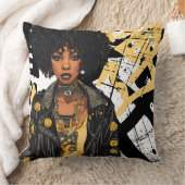 ブラックアーバン美しいロック転がレザージャケット反乱者 クッション (ブランケット)