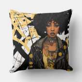 ブラックアーバン美しいロック転がレザージャケット反乱者 クッション (裏面)