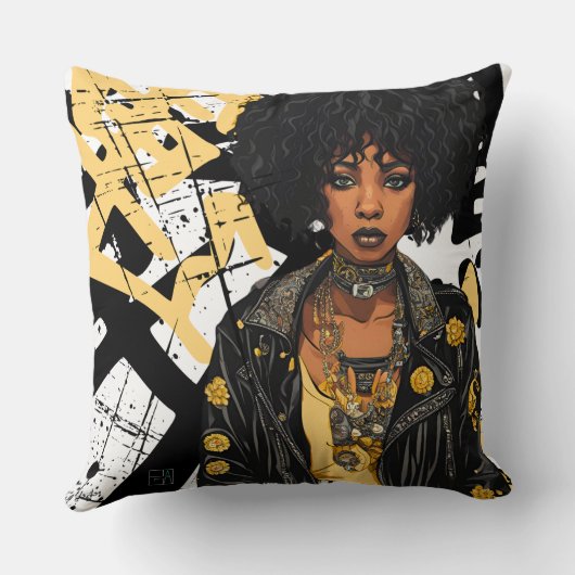 ブラックアーバン美しいロック転がレザージャケット反乱者 クッション (裏面)