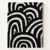 ブラックアーモダンチパターン&スクリプトモノグラム ノートブック (裏面)