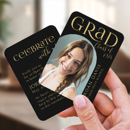 ブラックアーモダンチフォト卒業発表 エンクロージャーカード