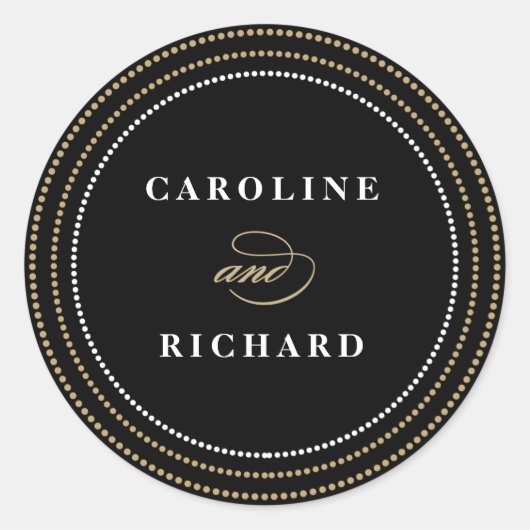 ブラックアールデコストリングライト結婚式の引き出物シール ラウンドシール (正面)