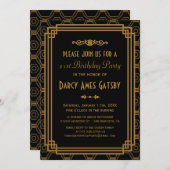 ブラックアールデコバースデーパーティー招待状 招待状 (正面/裏面)