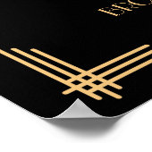 ブラックアールデコ素晴らしギャツビー式披露宴サイン ポスター (角)