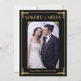 ブラックアールデコ結婚したとメリークリスマスカード シーズンカード