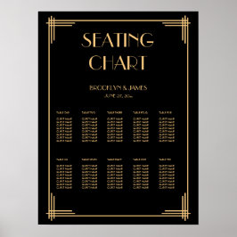 ブラックアールデコ結婚のシーティンググラフポスター18x24 ポスター