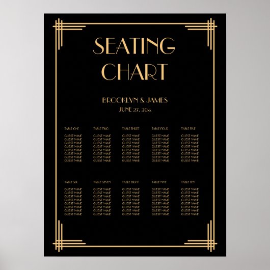 ブラックアールデコ結婚のシーティンググラフポスター18x24 ポスター (正面)