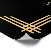 ブラックアールデコ結婚金ゴールドのオープンバーサイン18x24 ポスター (角)