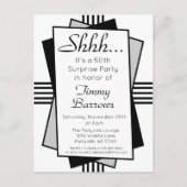 ブラックアールデコ50thサプライズパーティー誕生日 インビテーションポストカード (正面)