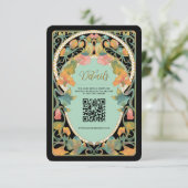 ブラックアールヌーボーQRコード結婚のエンクロージャカード エンクロージャーカード (スタンド正面)