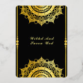 ブラックア結婚クリルのラグジュアリー 箔招待状 (裏面)