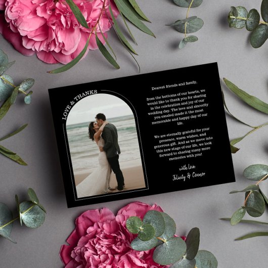 ブラックア結婚ーチのフォトラブ&感謝してい サンキューカード