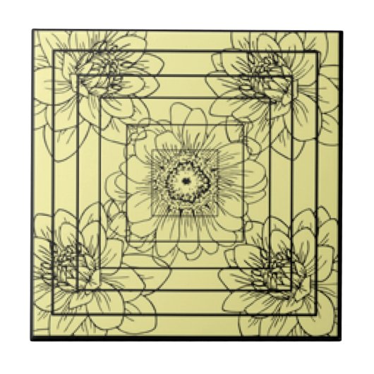 ブラックイエラーフローラヴァーシャス タイル (正面)