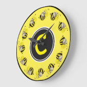 ブラックイエローのまわりに(昆虫)マルハナバチイニシャル ラージ壁時計 (傾斜)