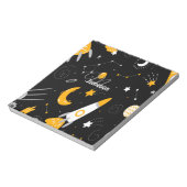 ブラックイエローアウタスペース銀河系ロケットメモ帳 ノートパッド (回転)