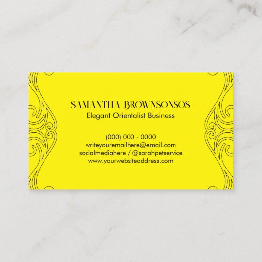 ブラックイエローオリエンタリストオーナメント 名刺 (裏面)