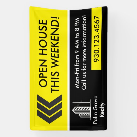 ブラックイエローオープンハウスディレクション実在エテート 横断幕 (縦)