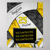 ブラックイエローガールズバレーボールチームの写真 ポスター (正面)