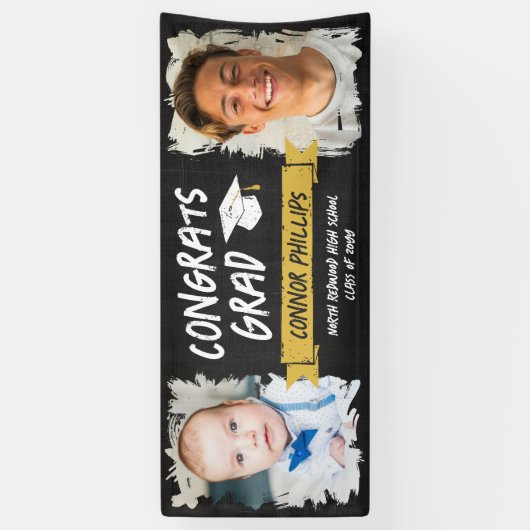 ブラックイエロークールチョーク2枚おめでとうグラード 横断幕 (縦)