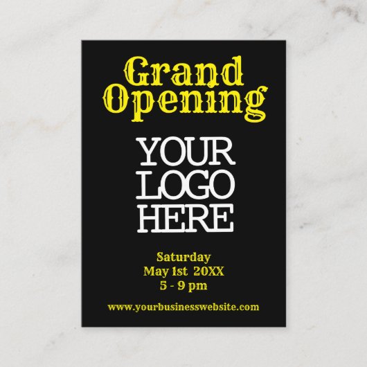 ブラックイエローグランドオープニングディスカウントカード 名刺 (正面)