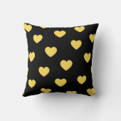 ブラックイエローコージーモダンロマンチックシックハート クッション (裏面)
