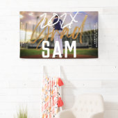 ブラックイエローゴールドフォイルグラーカスタムド年はっきりした写真 横断幕 (インサイチュ)