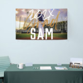 ブラックイエローゴールドフォイルグラーカスタムド年はっきりした写真 横断幕 (トレードショー)