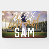 ブラックイエローゴールドフォイルグラーカスタムド年はっきりした写真 横断幕 (横)