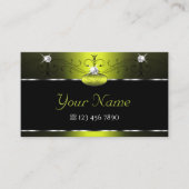 ブラックイエロースクイグルスきらめくダイアモンモノグラム 名刺 (正面)