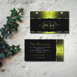 ブラックイエロースクイグルダイヤきらめくモンドイニシャル 名刺