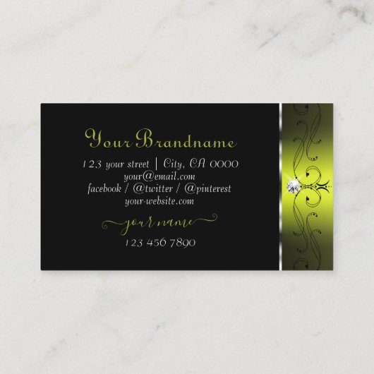 ブラックイエロースクイグルダイヤきらめくモンドイニシャル 名刺 (裏面)