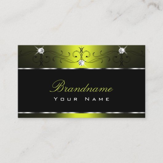 ブラックイエロースクレきらめくグダイヤ華美モンド 名刺 (正面)