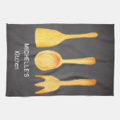 ブラックイエロースプーンへら道具 キッチンタオル (横)