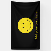 ブラックイエロースマイルグリン顔ハッピーバナー 横断幕 (縦)
