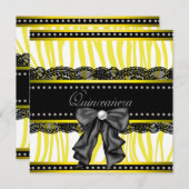 ブラックイエローゼブラキンセアニェラパーティの招待状 招待状 (正面/裏面)