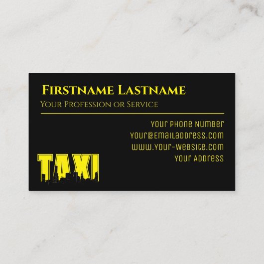ブラックイエロータクシー夜タクシー運転手 名刺 (裏面)
