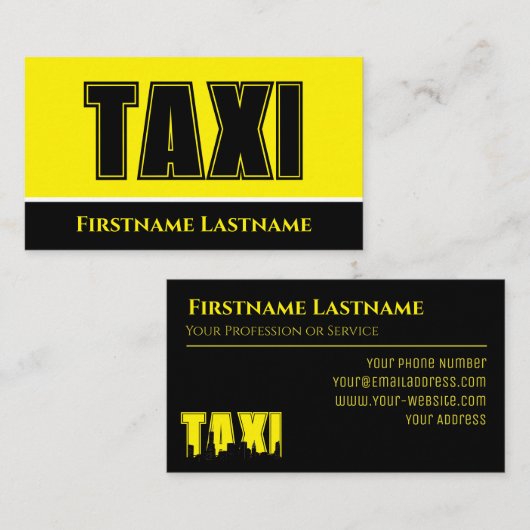 ブラックイエロータクシー夜タクシー運転手 名刺 (正面/裏面)