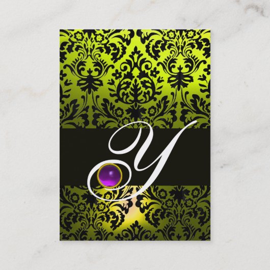 ブラックイエローダマスクパープルアメジストジェムモノグラム 名刺 (裏面)