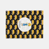 ブラックイエローダンプトラックボーイ建築ワーカー フリースブランケット (正面(横))