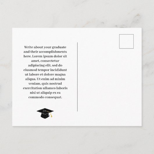 ブラックイエローチクールャックボード写真卒業 案内ポストカード (裏面)