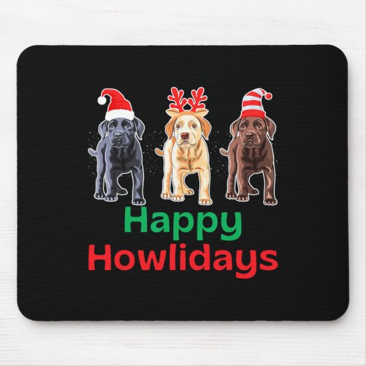 ブラックイエローチョコレート研究室のクリスマスのラブラドール マウスパッド (正面)