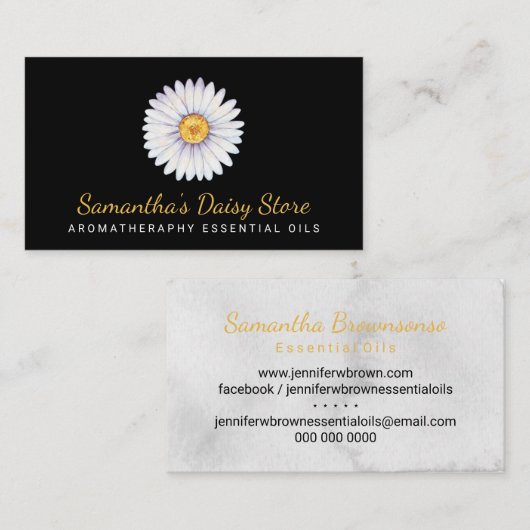 ブラックイエローデイジーの水の色のアロマセラピー 名刺 (正面/裏面)
